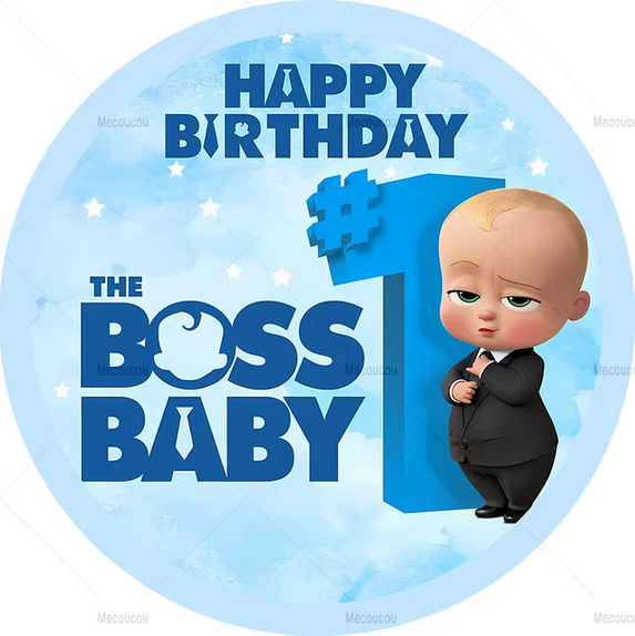 Baby boss 1st birthday Backdrop Banner in round Event decoration by BS Baby boss 1st birthday Backdrop Banner in round